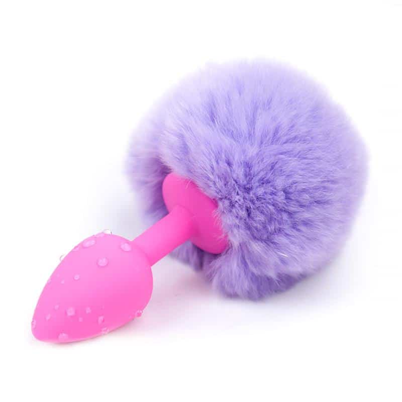 1 plug anal con pompon purpura claro talla s