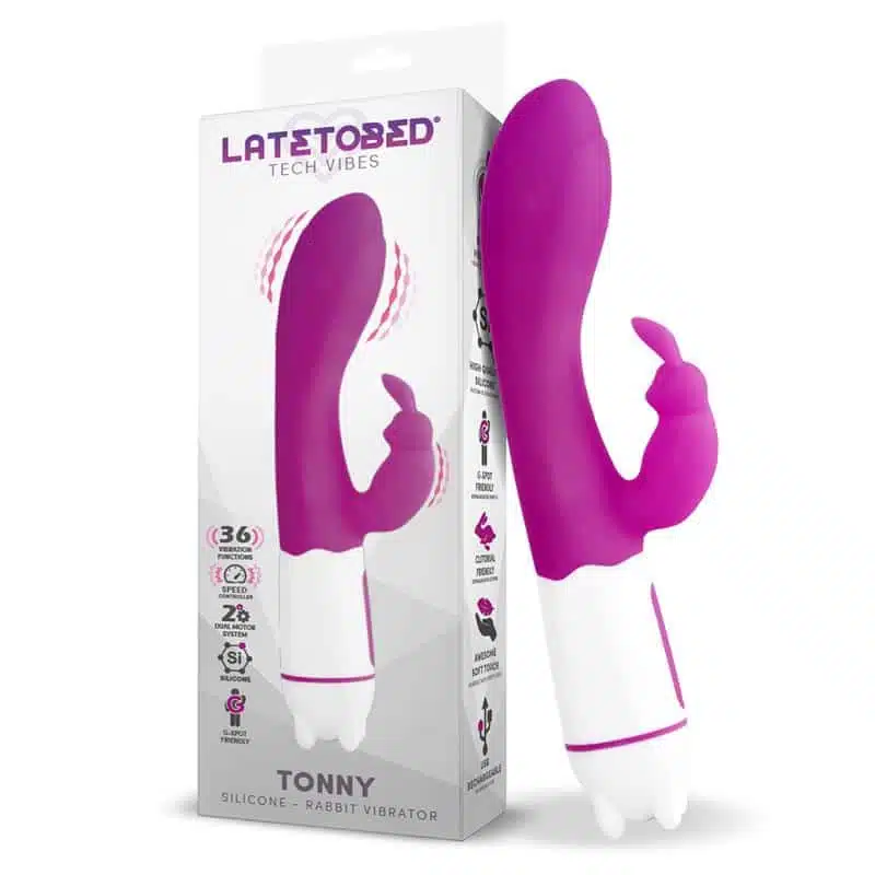1 tonny vibrador usb punto g 36 funciones silicona purpura