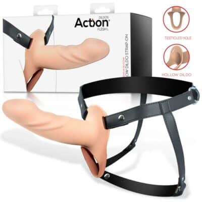 1 arnes strap on con dildo hueco silicona premium talla l